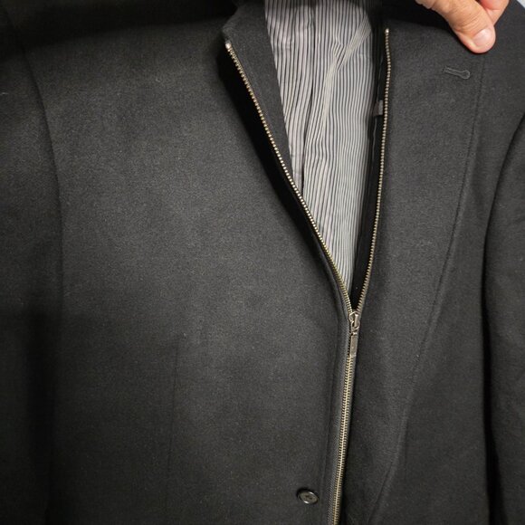 Calvin Klein Black Men Wool Silk Cashmere Zip Up Blazer, Work Casual, 42L - Picture 2 of 7